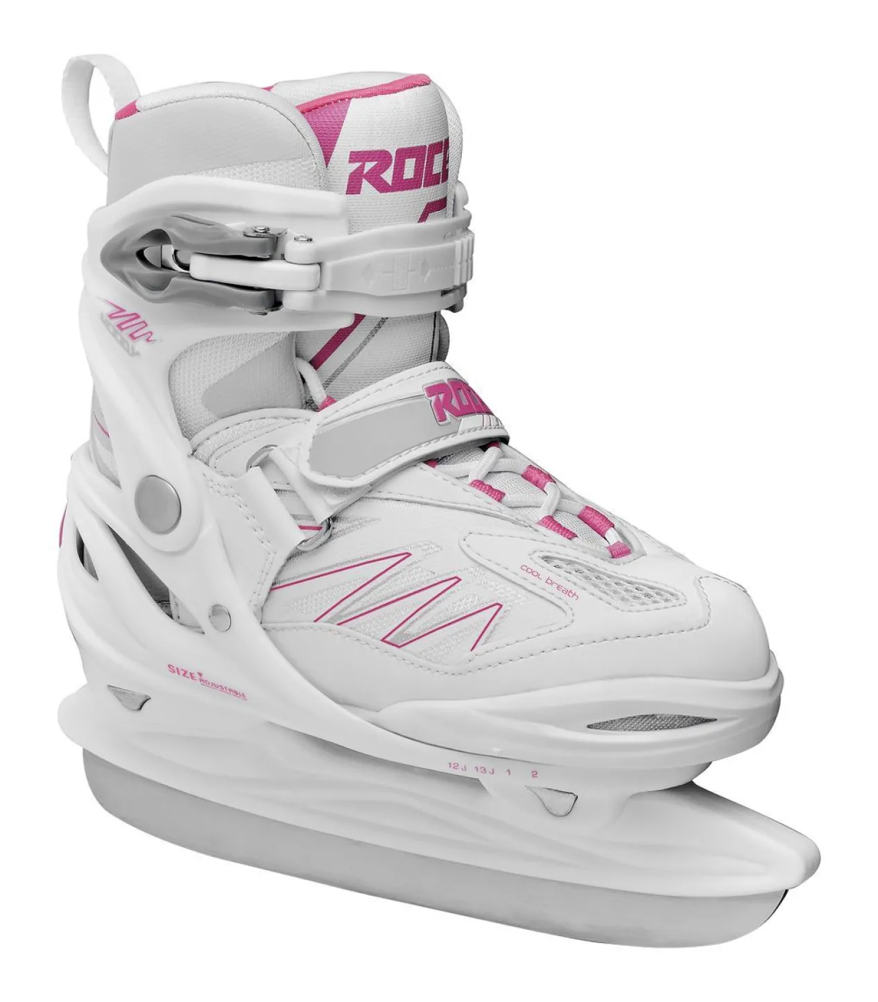 Roces Adjustable Ice Skate For Kids-Mod. Moody Ice 2.0 Girl White-Fuchsia