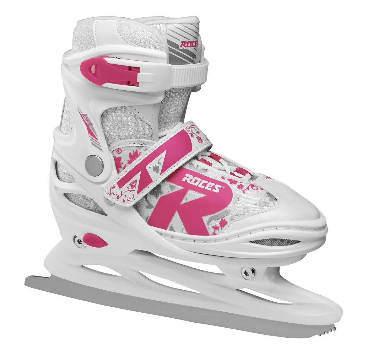 Roces Adjustable Ice Skate For Kids-Mod. Jokey Ice 2.0 Girl White-Fuchsia